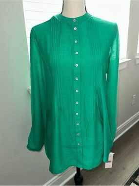 NWT Nanette Nanette Lepore Lilly Pad Green Top Blouse Size M